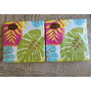 Caspari Napkins Paper Cocktail Napkins Lot Of 2 Guest Paper Towels New Leaf NOS